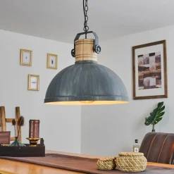 Lampes Industrielles-hofstein Suspension Orny Bleu, Gris, 1 lumière