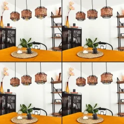 Style Boho-Chic-hofstein Suspension Otta Noir, 3 lumières