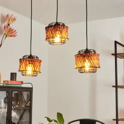 Style Boho-Chic-hofstein Suspension Otta Noir, 3 lumières