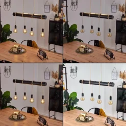 Lampes Vintages & Rétros-hofstein Suspension Ozo Champagne, Noir, 5 lumières