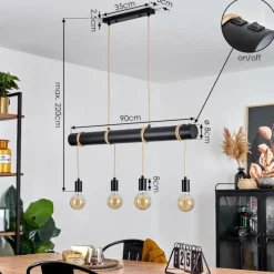 Lampes Vintages & Rétros-hofstein Suspension Ozo Champagne, Noir, 5 lumières