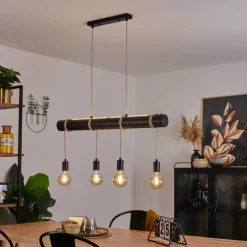 Lampes Vintages & Rétros-hofstein Suspension Ozo Champagne, Noir, 5 lumières