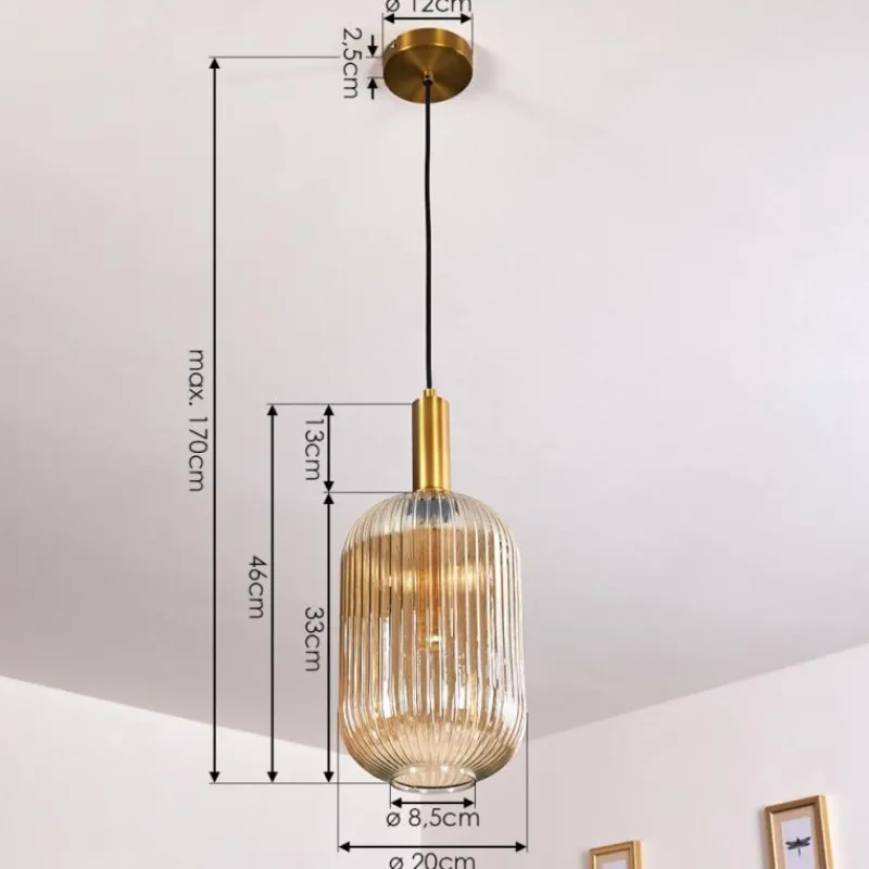 hofstein Suspension Paeni Or, Laiton, Noir, 1 lumière