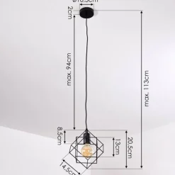 Lampes Vintages & Rétros-hofstein Suspension Pajarito Noir, 1 lumière