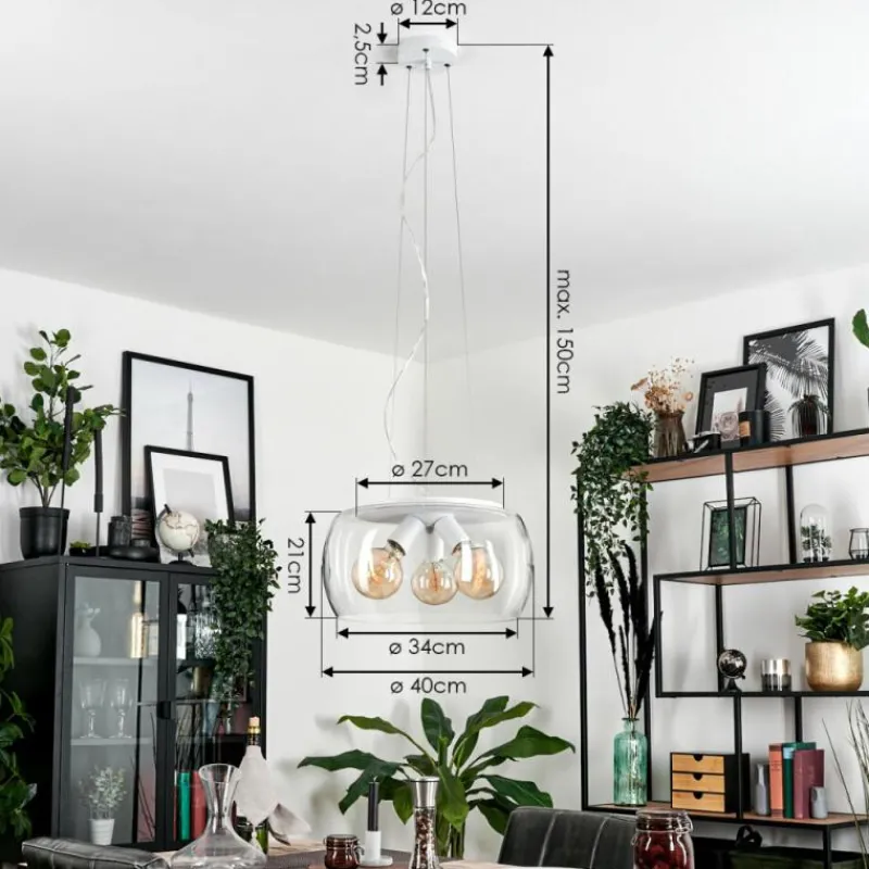 hofstein Suspension Palibatz Blanc, 3 lumières