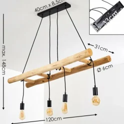 Lampes Industrielles-hofstein Suspension Palmetto Bois clair, Noir, 4 lumières