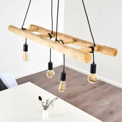 Lampes Industrielles-hofstein Suspension Palmetto Bois clair, Noir, 4 lumières