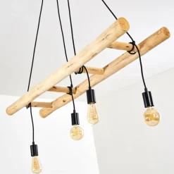 Lampes Industrielles-hofstein Suspension Palmetto Bois clair, Noir, 4 lumières