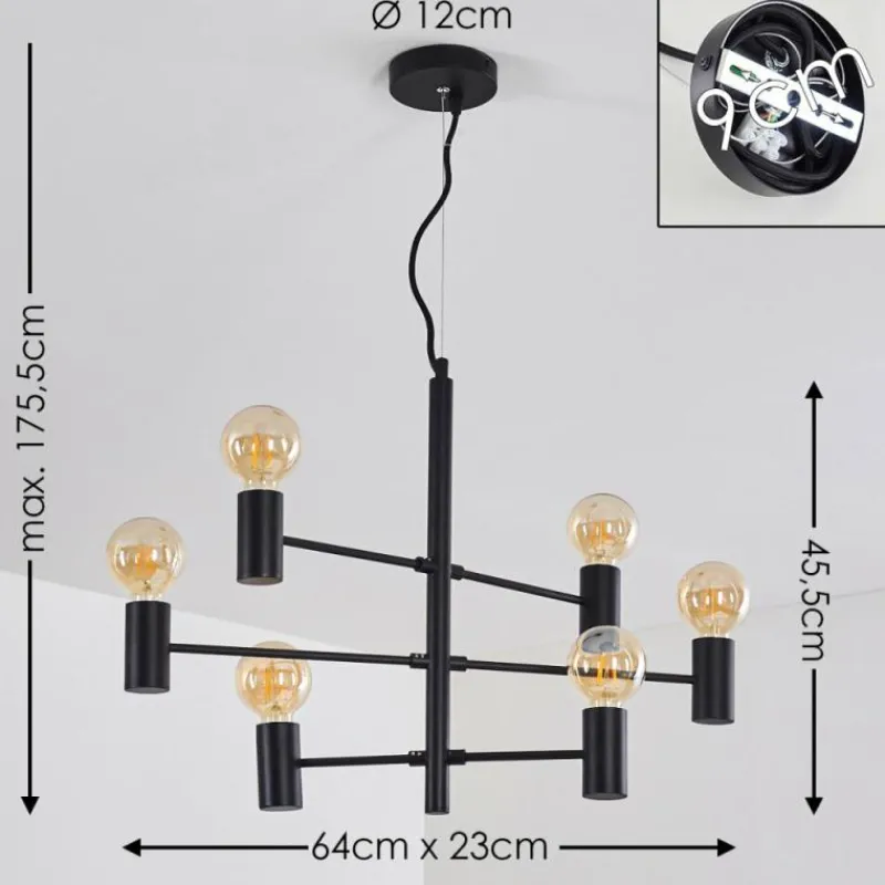 hofstein Suspension Pamunkey Noir, 6 lumières
