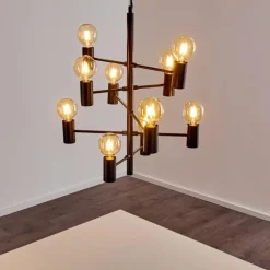 Lampes Vintages & Rétros-hofstein Suspension Pamunkey Noir, 10 lumières
