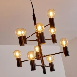 Lampes Vintages & Rétros-hofstein Suspension Pamunkey Noir, 10 lumières
