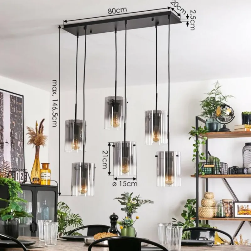 hofstein Suspension Parane Clair, Fumé, 6 lumières