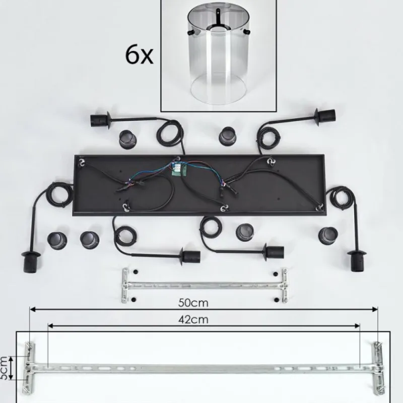 hofstein Suspension Parane Clair, Fumé, 6 lumières