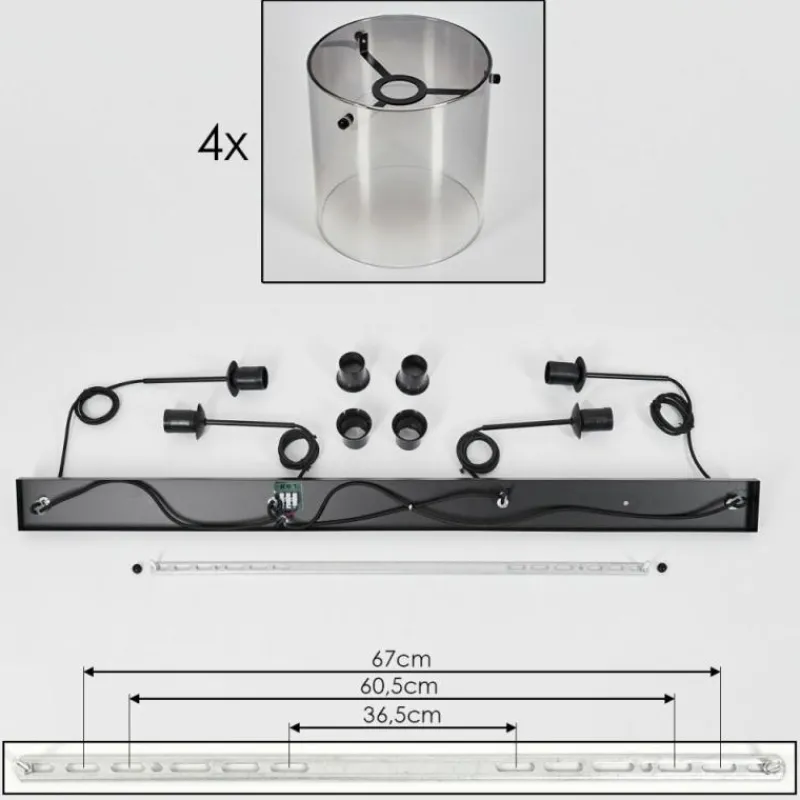 hofstein Suspension Parane Clair, Fumé, 4 lumières