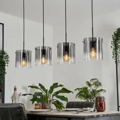 hofstein Suspension Parane Clair, Fumé, 4 lumières