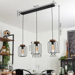 Lampes Vintages & Rétros-hofstein Suspension Pasteur Noir, 3 lumières