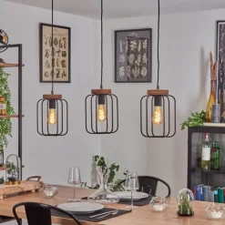 Lampes Vintages & Rétros-hofstein Suspension Pasteur Noir, 3 lumières