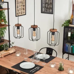 Lampes Vintages & Rétros-hofstein Suspension Pasteur Noir, 3 lumières