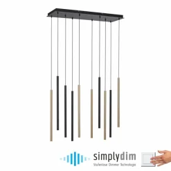 Lampes Dorées-Luminaires Paul Neuhaus Suspension Paul Neuhaus FLUTE LED Noir, 10 lumières