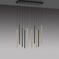 Lampes Dorées-Luminaires Paul Neuhaus Suspension Paul Neuhaus FLUTE LED Noir, 10 lumières