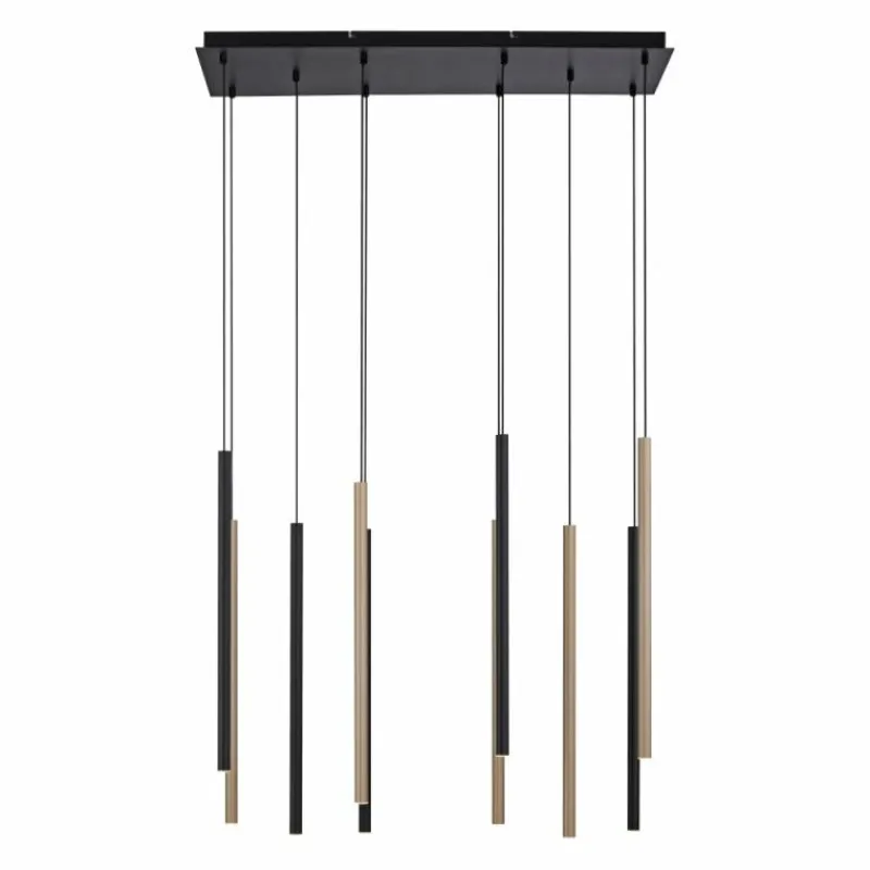 Lampes Dorées-Luminaires Paul Neuhaus Suspension Paul Neuhaus FLUTE LED Noir, 10 lumières