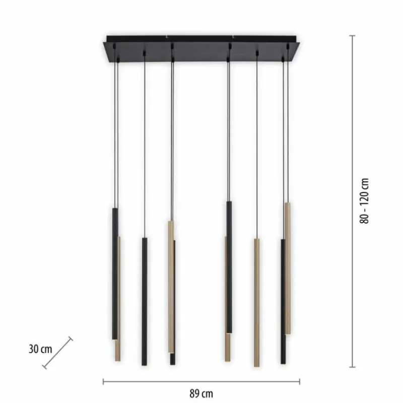Lampes Dorées-Luminaires Paul Neuhaus Suspension Paul Neuhaus FLUTE LED Noir, 10 lumières