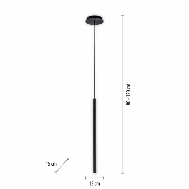 Luminaires Paul Neuhaus Suspension Paul Neuhaus FLUTE LED Noir, 1 lumière* Éclairage Led