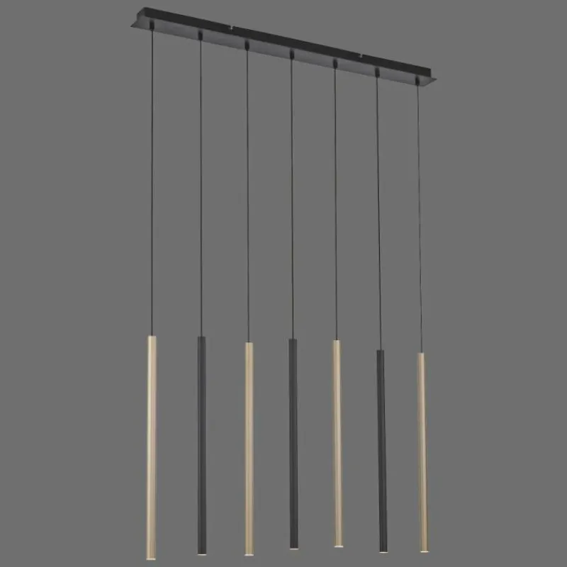 Lampes Dorées-Luminaires Paul Neuhaus Suspension Paul Neuhaus FLUTE LED Noir, 7 lumières