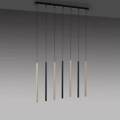 Lampes Dorées-Luminaires Paul Neuhaus Suspension Paul Neuhaus FLUTE LED Noir, 7 lumières