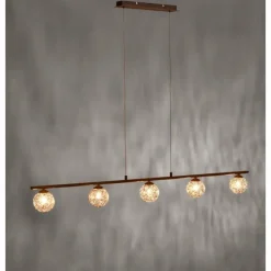 Luminaires Rustiques-Luminaires Paul Neuhaus Suspension Paul Neuhaus GRETA Rouille, 5 lumières