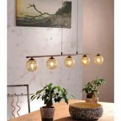 Luminaires Rustiques-Luminaires Paul Neuhaus Suspension Paul Neuhaus GRETA Rouille, 5 lumières