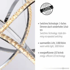 Luminaires Paul Neuhaus Suspension Paul Neuhaus KIRIBI LED Chrome, 1 lumière* Éclairage Led