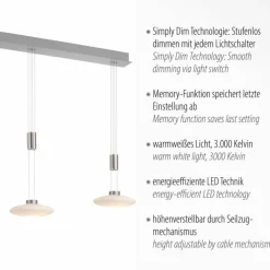 Luminaires Paul Neuhaus Suspension Paul Neuhaus LAUTADA LED Acier brossé, 3 lumières