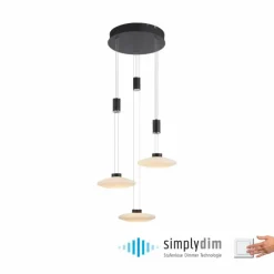 Luminaires Paul Neuhaus Suspension Paul Neuhaus LAUTADA LED Noir, 3 lumières