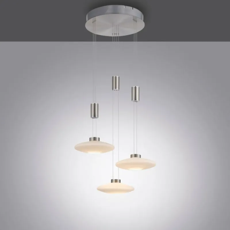 Luminaires Paul Neuhaus Suspension Paul Neuhaus LAUTADA LED Acier brossé, 3 lumières