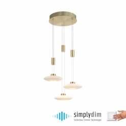 Luminaires Paul Neuhaus Suspension Paul Neuhaus LAUTADA LED Laiton, 3 lumières