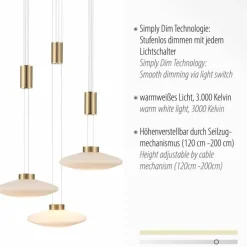 Luminaires Paul Neuhaus Suspension Paul Neuhaus LAUTADA LED Laiton, 3 lumières