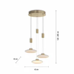 Luminaires Paul Neuhaus Suspension Paul Neuhaus LAUTADA LED Laiton, 3 lumières