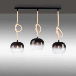 Suspension Verre Fumé-Luminaires Paul Neuhaus Suspension Paul Neuhaus LUMA Noir, 3 lumières