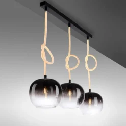 Suspension Verre Fumé-Luminaires Paul Neuhaus Suspension Paul Neuhaus LUMA Noir, 3 lumières