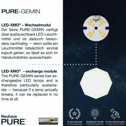Luminaires Paul Neuhaus Suspension Paul Neuhaus PURE-GEMIN LED Aluminium, Laiton, Noir, 5 lumières* Éclairage Led
