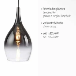 Suspension Verre Fumé-Luminaires Paul Neuhaus Suspension Paul Neuhaus PILUA Chrome, 1 lumière