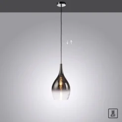 Suspension Verre Fumé-Luminaires Paul Neuhaus Suspension Paul Neuhaus PILUA Chrome, 1 lumière