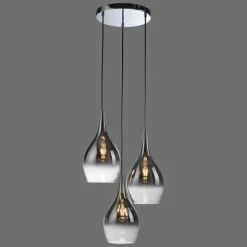 Suspension Verre Fumé-Luminaires Paul Neuhaus Suspension Paul Neuhaus PILUA Chrome, 3 lumières