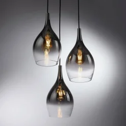 Suspension Verre Fumé-Luminaires Paul Neuhaus Suspension Paul Neuhaus PILUA Chrome, 3 lumières