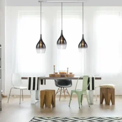 Suspension Verre Fumé-Luminaires Paul Neuhaus Suspension Paul Neuhaus PILUA Chrome, 3 lumières