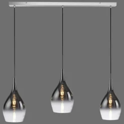 Suspension Verre Fumé-Luminaires Paul Neuhaus Suspension Paul Neuhaus PILUA Chrome, 3 lumières