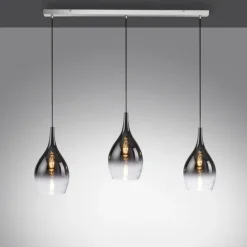 Suspension Verre Fumé-Luminaires Paul Neuhaus Suspension Paul Neuhaus PILUA Chrome, 3 lumières