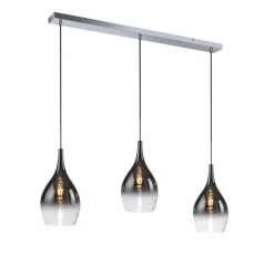 Suspension Verre Fumé-Luminaires Paul Neuhaus Suspension Paul Neuhaus PILUA Chrome, 3 lumières