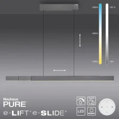 Luminaires Paul Neuhaus Suspension Paul Neuhaus PURE-MOTO-RISE LED Gris, 3 lumières, Télécommandes